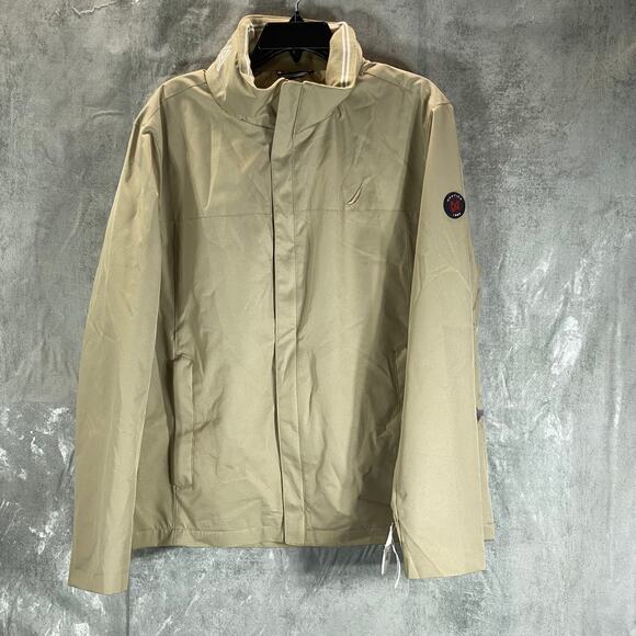 NAUTICA Men's Sand Waterproof Full-Zip Embroidered Neck Bomber Jacket SZ M - Picture 1 of 12